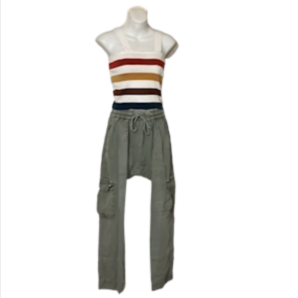 Avec Les Filles Women’s Lowrise Slouchy Baggy Drawstring Cargo Jeans Pants XS